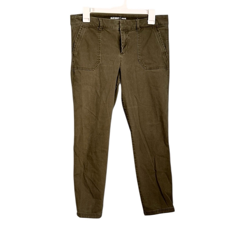 Old Navy Pixie Olive Trousers Ankle Length Size 10 - Picture 2 of 8